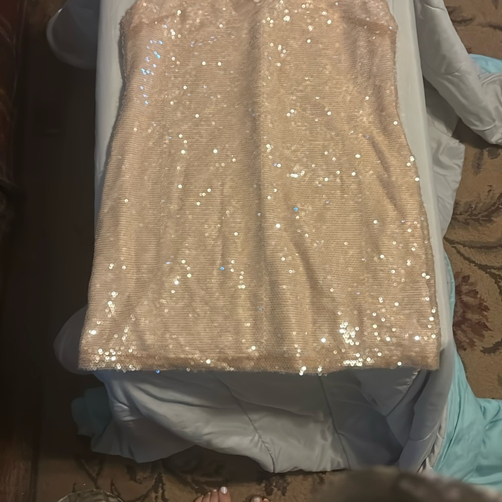 A New Day Cream Sequin Strapless Mini Dress